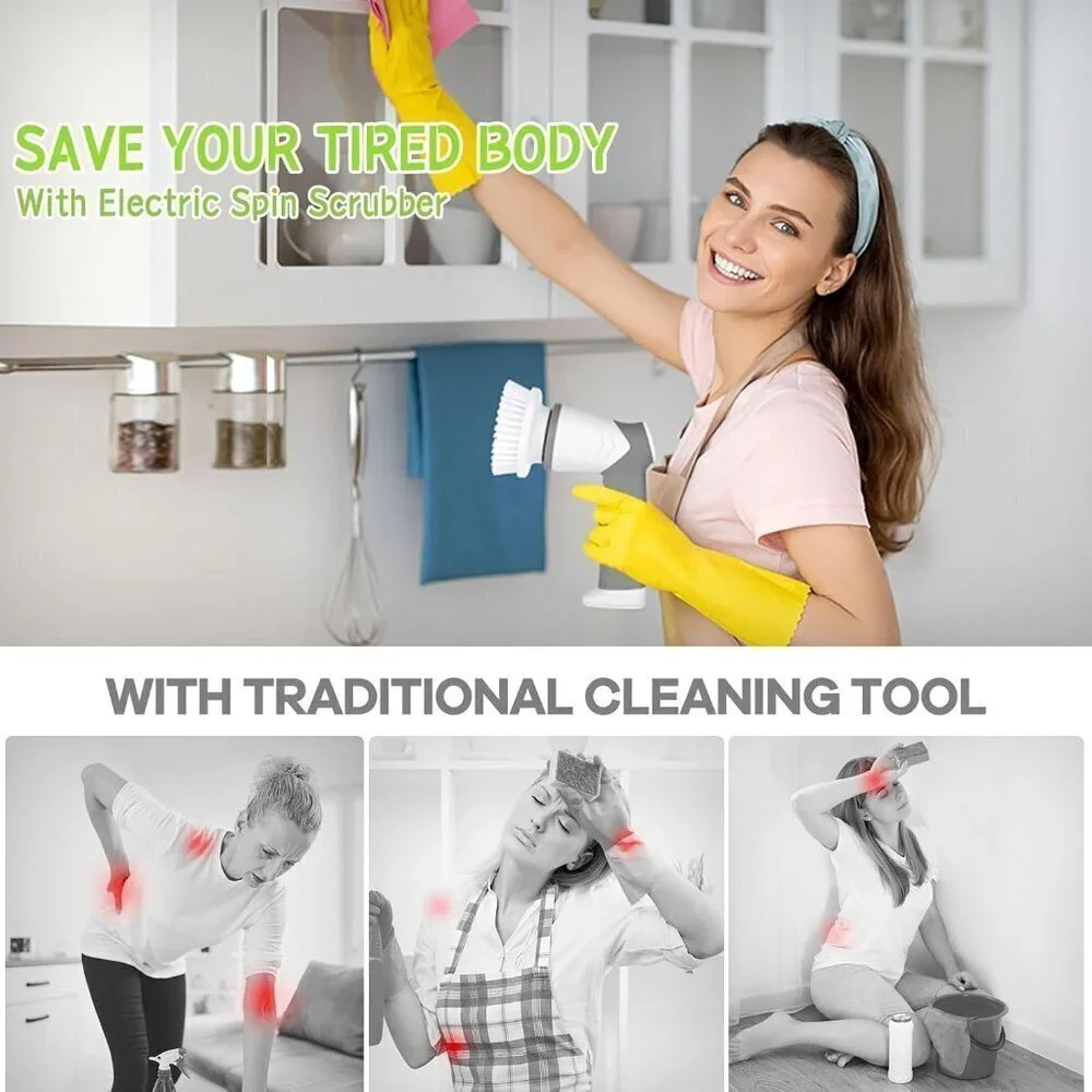 Electric Spin Scrubber, 2025 New Bathroom Scrubber Electric with 6 Heads - NEW